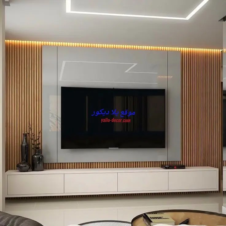 ديكورات خشب للتلفزيون المعلق 2024